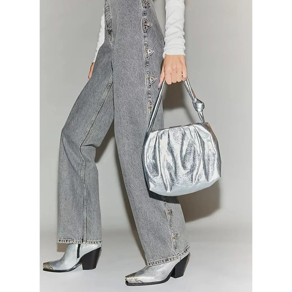 NWT: FREE PEOPLE Viva La Vegan Clutch / Silver - Picture 7 of 10